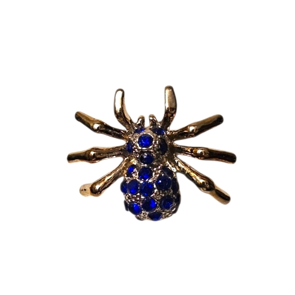 Silver and Blue Spider Brooch Pin P1P23